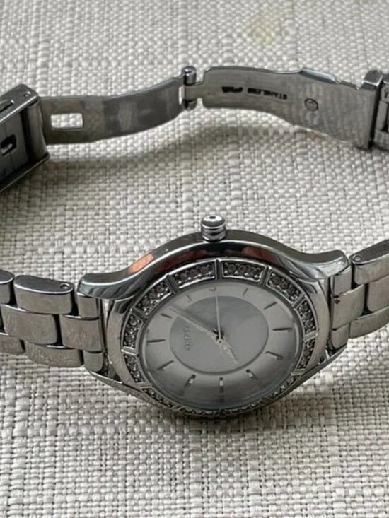 DKNY Women Watch Silver Tone Mother of Pearl Face Quartz Analog Wristwatch